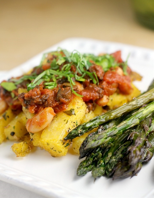 Quick Bolognese over Polenta Fries recipe Chefthisup