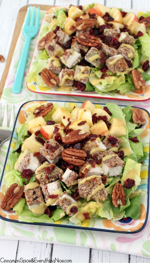 Pecan Crusted Chicken Salad with Apples & Bacon recipe Chefthisup