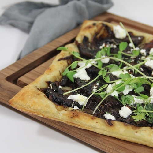 Marinated Portobello Puff Pastry with Caramelized Onions recipe