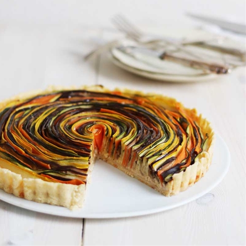 Vegetable Spiral Tart recipe Chefthisup
