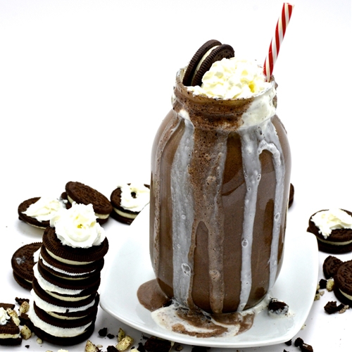 Ultimate Cookies and Cream Milkshake with Homemade Cookie Bu... recipe