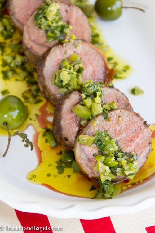 Sous Vide Lamb Loin with Olive and Mint Salsa Verde recipe Chefthisup