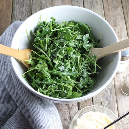 Arugula Salad With Olive Oil, Lemon & Parmesan Cheese recipe Chefthisup
