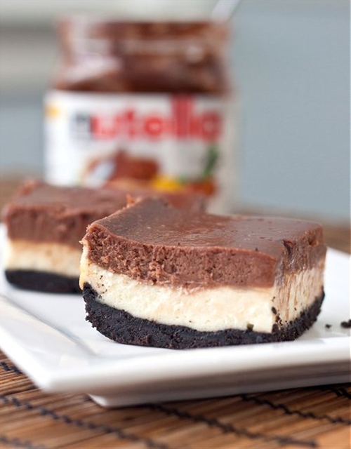 Nutella Cheesecake Bars recipe Chefthisup