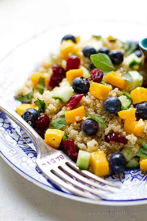 Blueberry Mango Quinoa Salad with Lemon Basil Dressing Recip... recipe