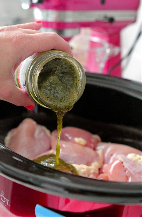 Pesto Ranch Crock Pot Chicken Thighs recipe Chefthisup