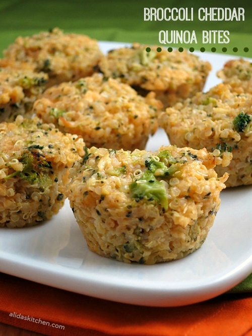 Broccoli Cheddar Quinoa Bites recipe Chefthisup