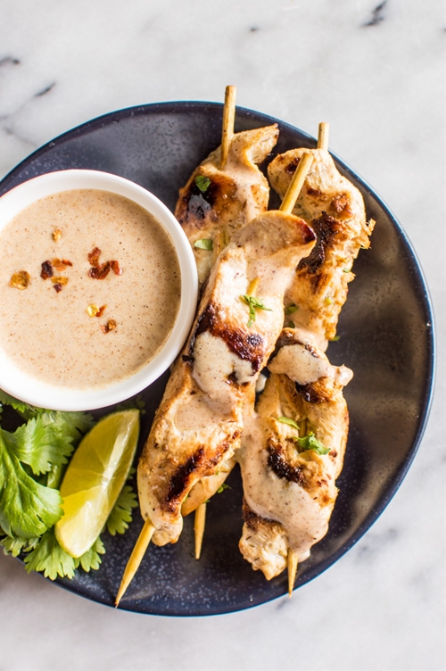 Lemongrass Chicken Satay with Almond Butter Dipping Sauce recipe