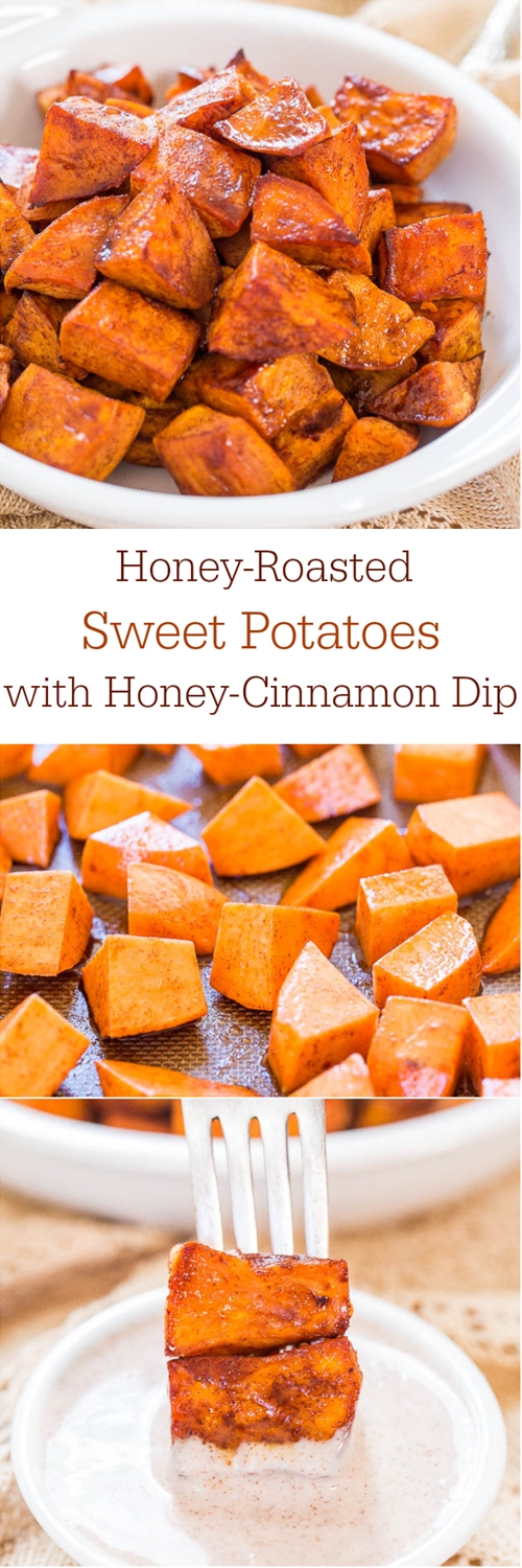 HoneyRoasted Sweet Potatoes with HoneyCinnamon Dip recipe Chefthisup