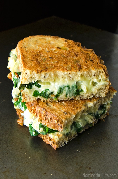 Spinach Artichoke Grilled Cheese Sandwich recipe Chefthisup