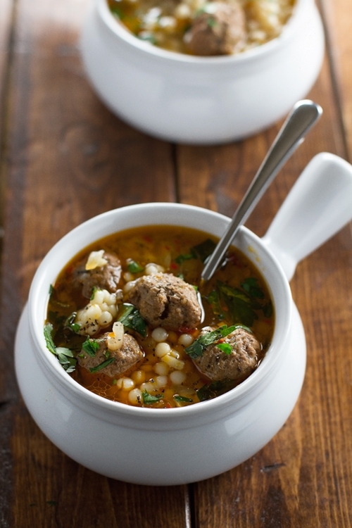 Moroccan Meatball Couscous Soup recipe Chefthisup
