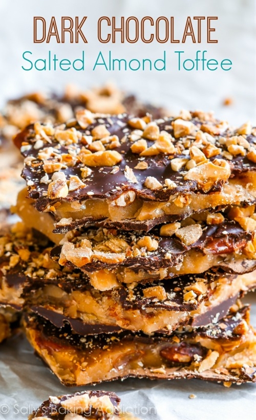 Salted Dark Chocolate Almond Toffee recipe Chefthisup