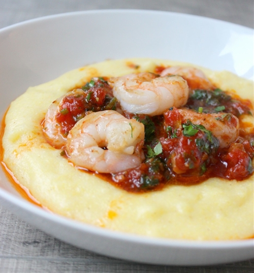 Tomato Shrimp Polenta recipe Chefthisup