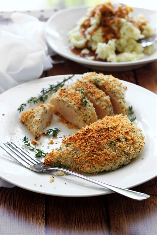 Baked Parmesan and Herb Crusted Chicken recipe Chefthisup