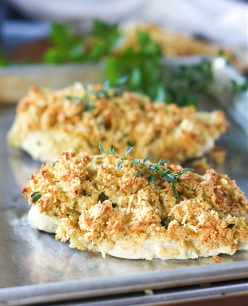 Baked Parmesan Dijon Crusted Chicken recipe Chefthisup