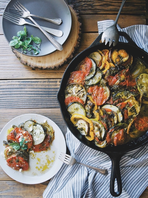 OvenRoasted Ratatouille with Fresh Basil Sauce recipe Chefthisup