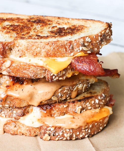 Bacon Cheddar Grilled Cheese with Sweet Mustard recipe Chefthisup
