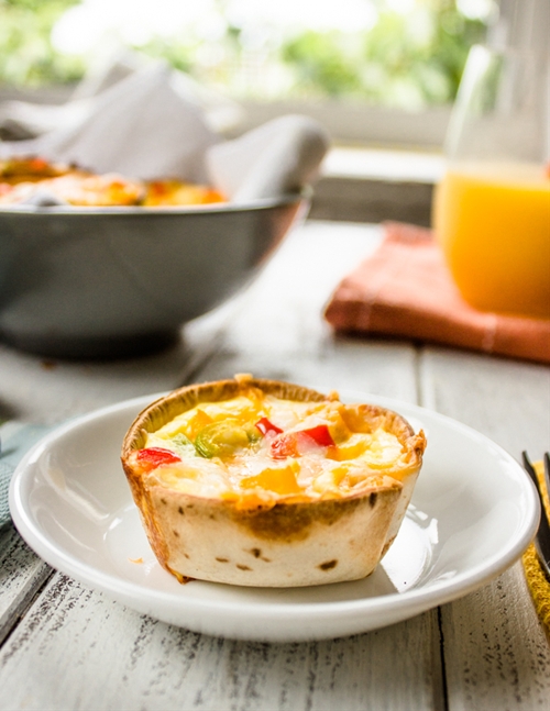 Mini Egg and Cheese Tortilla Cups recipe Chefthisup