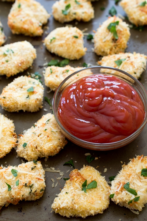 Baked Parmesan Garlic Chicken Nuggets recipe Chefthisup