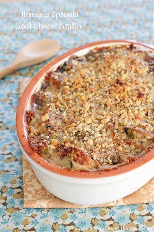 Brussels Sprouts Goat Cheese Gratin recipe Chefthisup