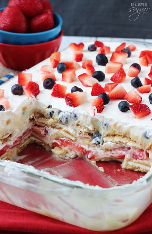 Strawberry and Blueberry Cheesecake Icebox Cake recipe Chefthisup