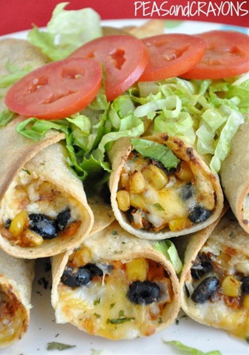 Baked Black Bean + Sweet Potato Flautas recipe Chefthisup