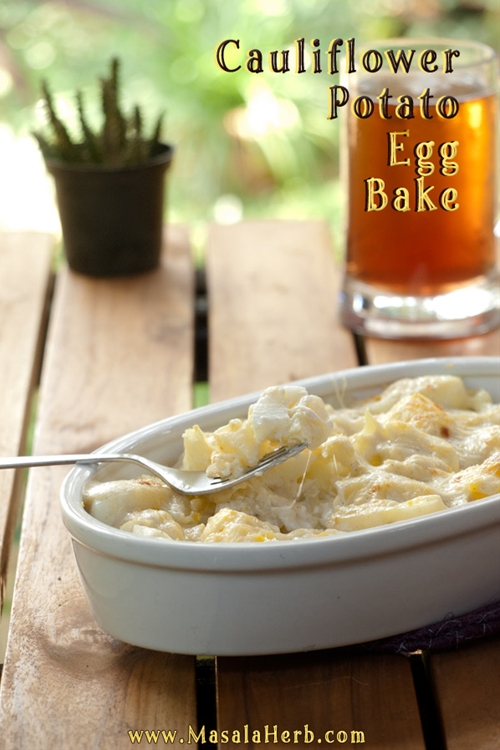 Cauliflower Potato Egg Bake recipe Chefthisup