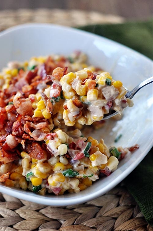 Creamy Confetti Corn with Bacon recipe Chefthisup