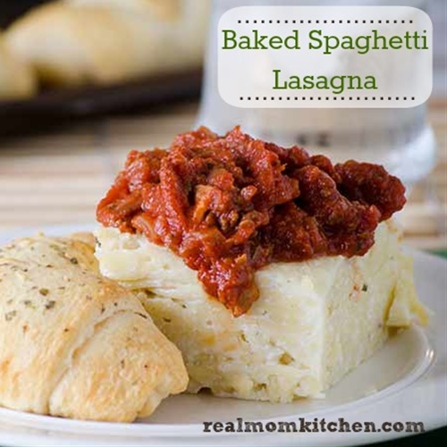 Baked Spaghetti Lasagna {aka Spasagna} recipe Chefthisup