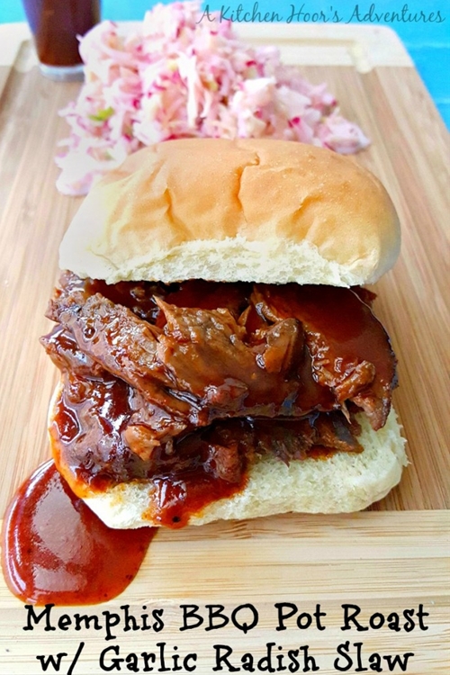 Memphis BBQ Pot Roast Sandwiches with Garlic Radish Cole Sla... recipe