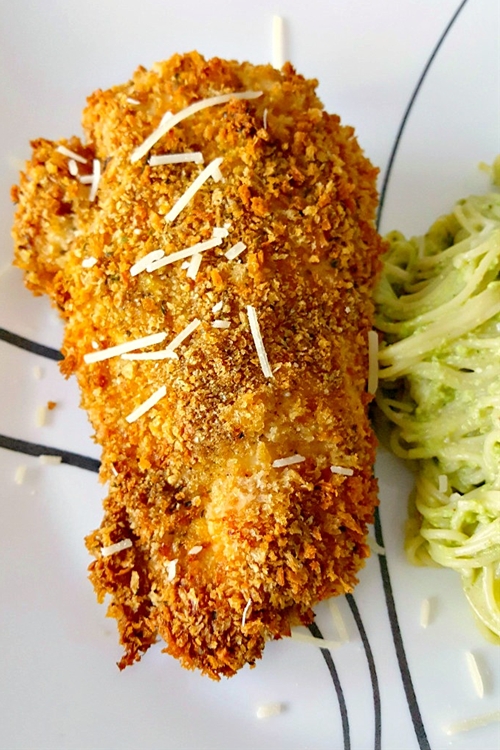 Pesto Crusted Oven Fried Chicken recipe Chefthisup