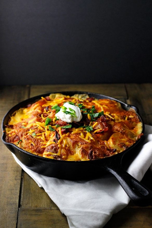 Loaded Skillet Potato Au Gratin recipe Chefthisup