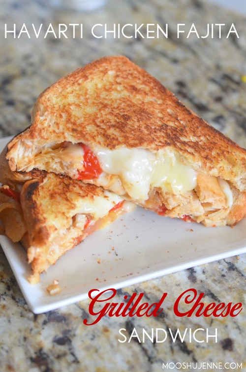 Havarti Chicken Fajita Grilled Cheese Sandwich recipe Chefthisup