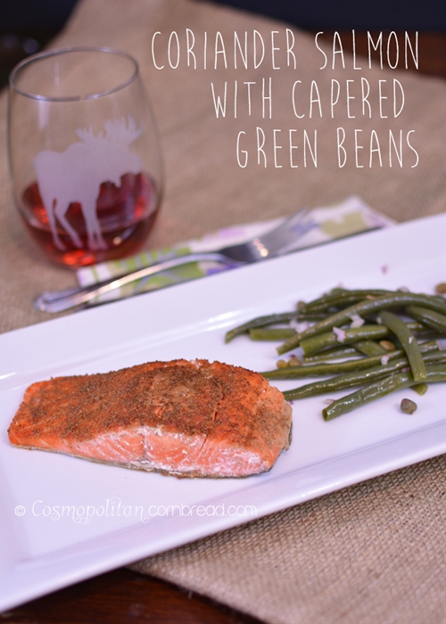 Coriander Salmon with Capered Green Beans recipe Chefthisup