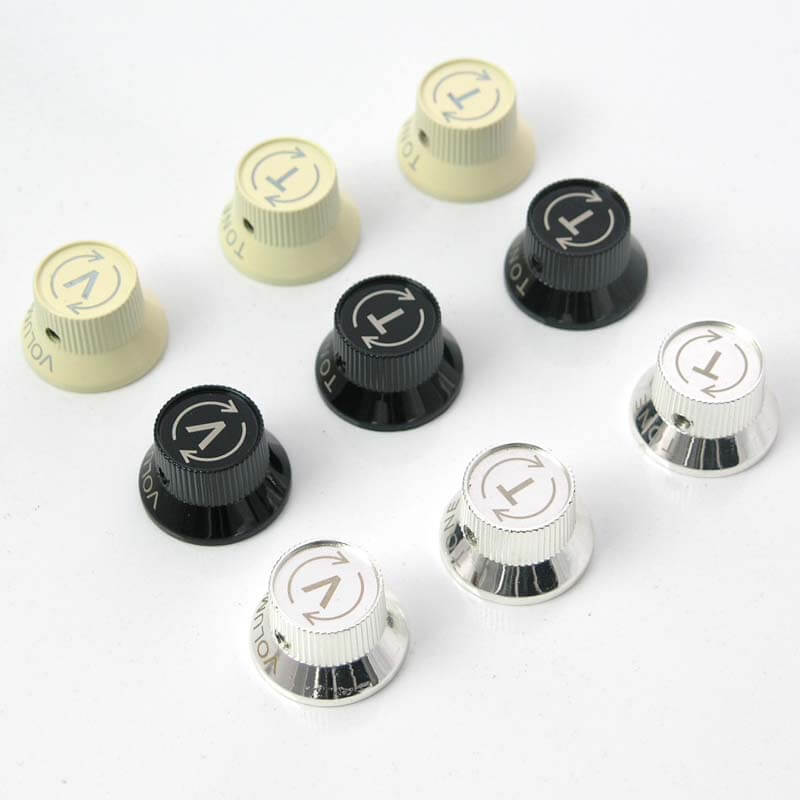 K30 3 x Metal bell top hat guitar strat knobs for 6mm shafts CH
