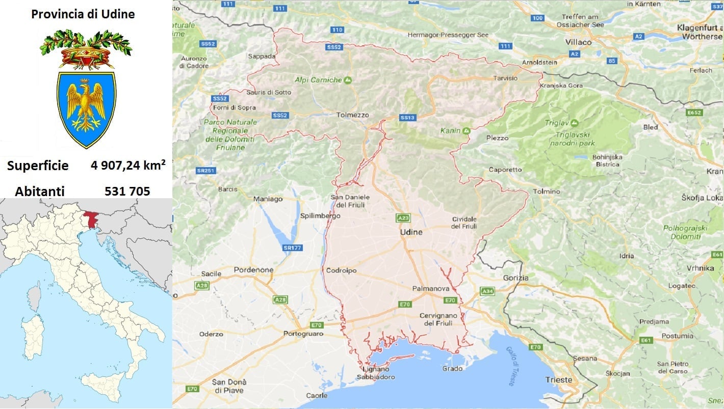 Udine Italien Karte Informazione sui prefissi dei centri abitati Provincia di Udine