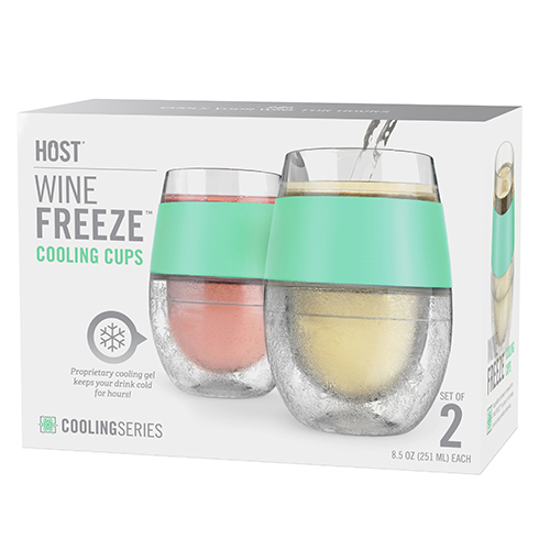 Wine FREEZE Cooling Cups in Mint Green (set of 2) Chicago Bar Store