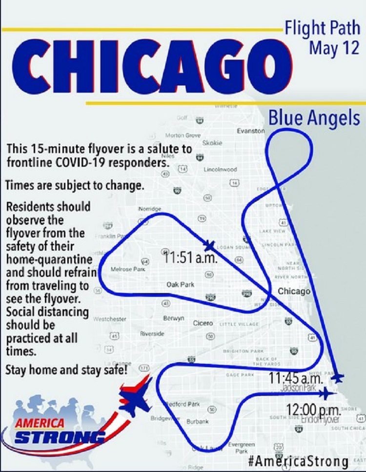 Tuesday Blue Angels Fly Over Chicago
