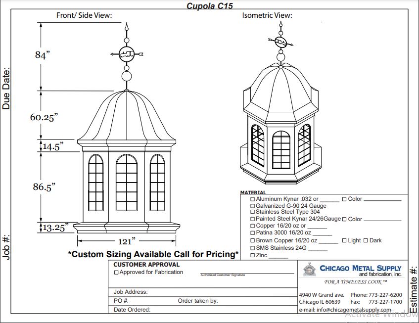 CUPOLA C15 RENDER Chicago Metal Supply