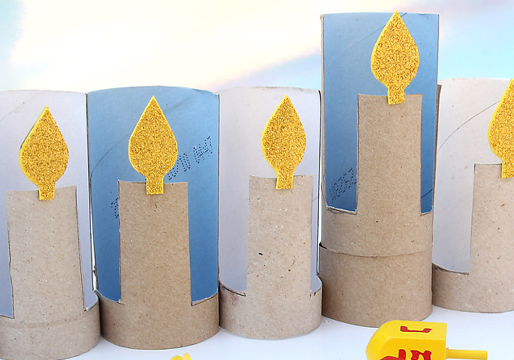 Recycled cardboard tube menorah Chicago Parent
