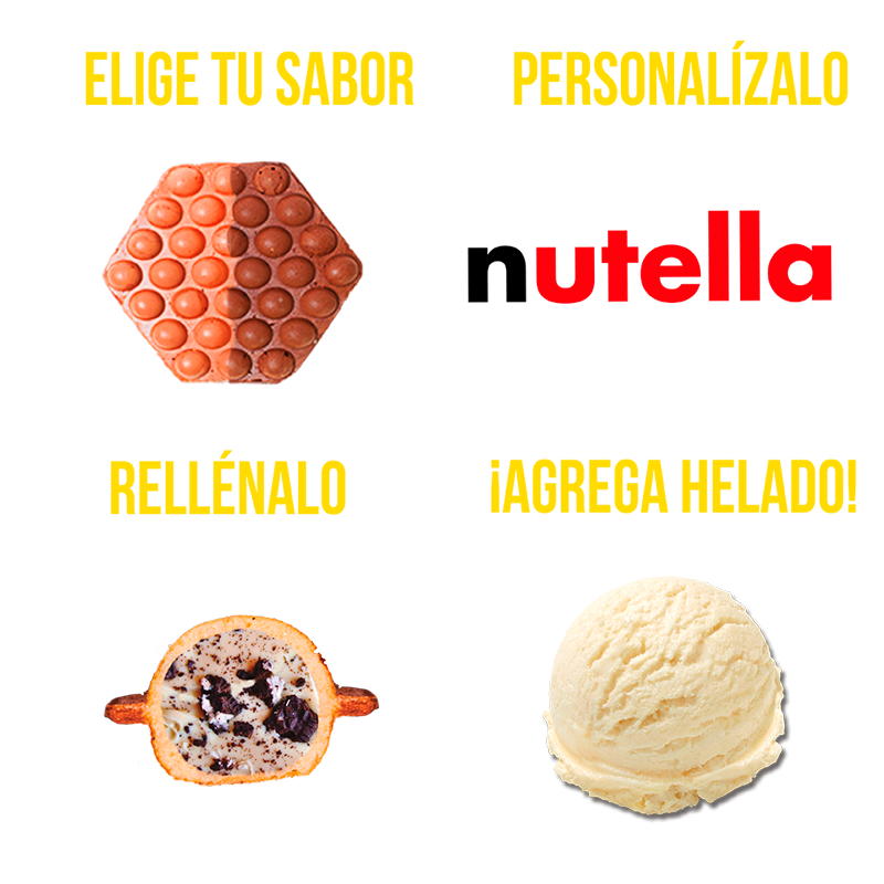 Bubble Waffle Menu / A classic bubble waffle with french vanilla ice cream. MariKiketi