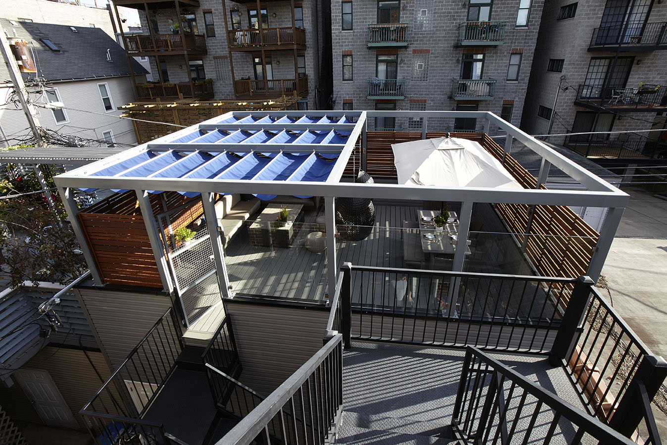 Steel Shade Structure Chicago Roof Deck + Garden