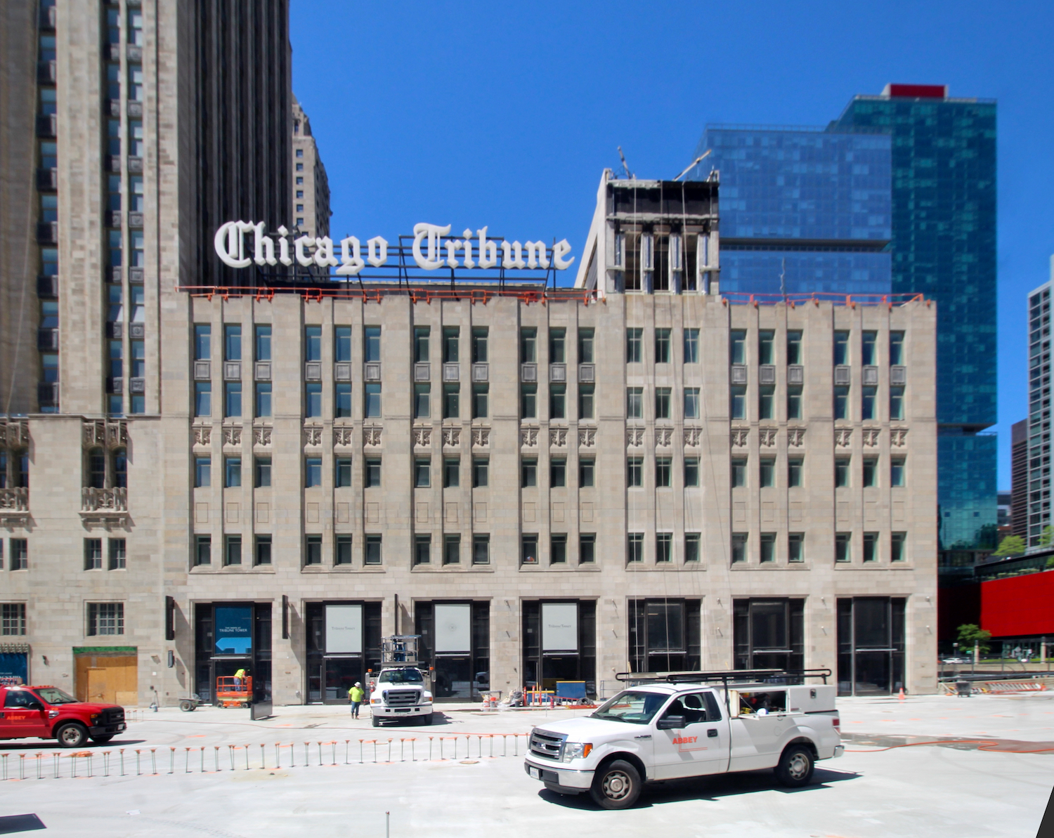 Historic Sign Reinstalled at Tribune Tower Residences along Magnificent