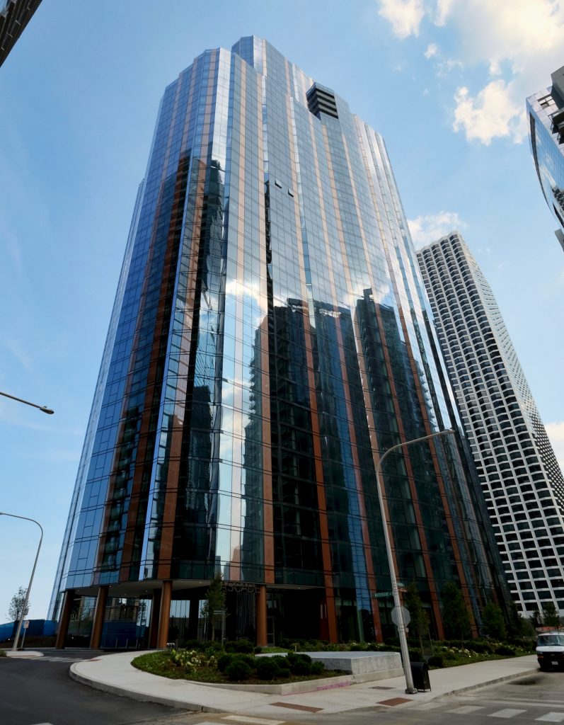 Cascade Apartments and Cascade Park Open in Lakeshore East Chicago YIMBY