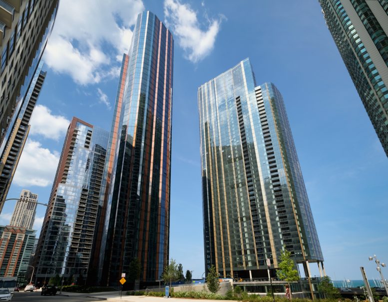 Cascade Apartments and Cascade Park Open in Lakeshore East Chicago YIMBY