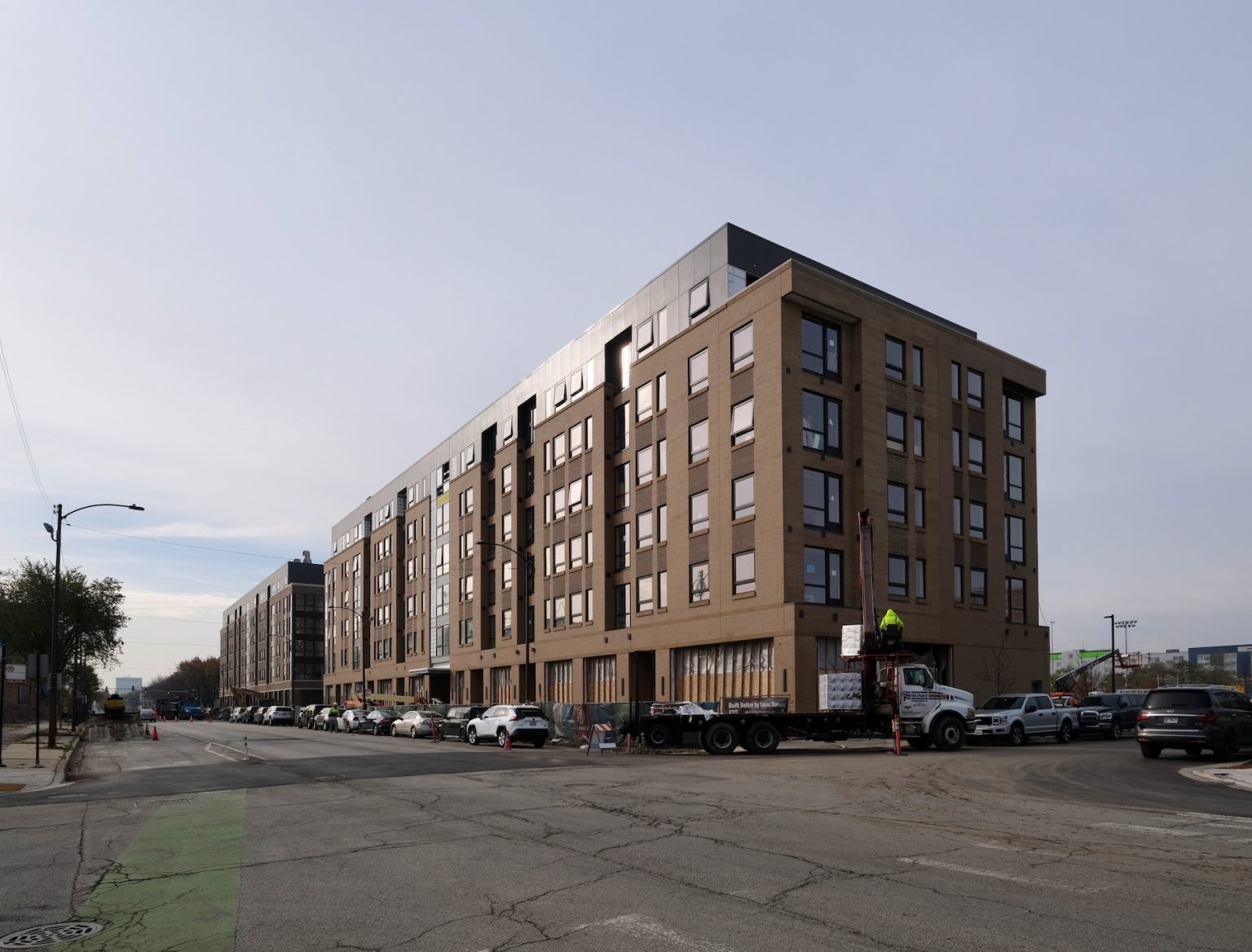 Facade Work Finalizes on 23rd Place at Southbridge in Near South Side Chicago YIMBY