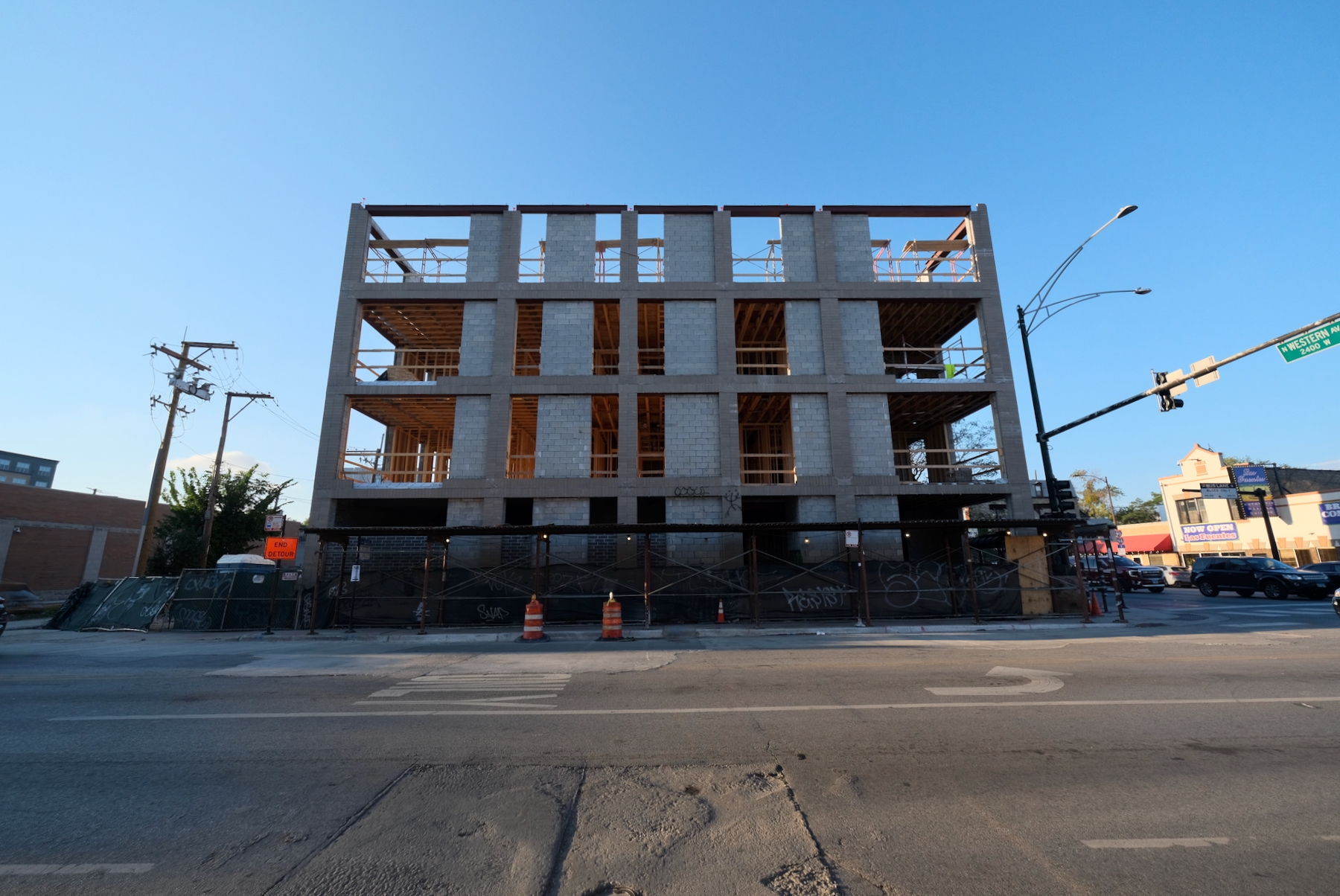 Facade Work Underway for 2406 W Armitage Avenue in Logan Square