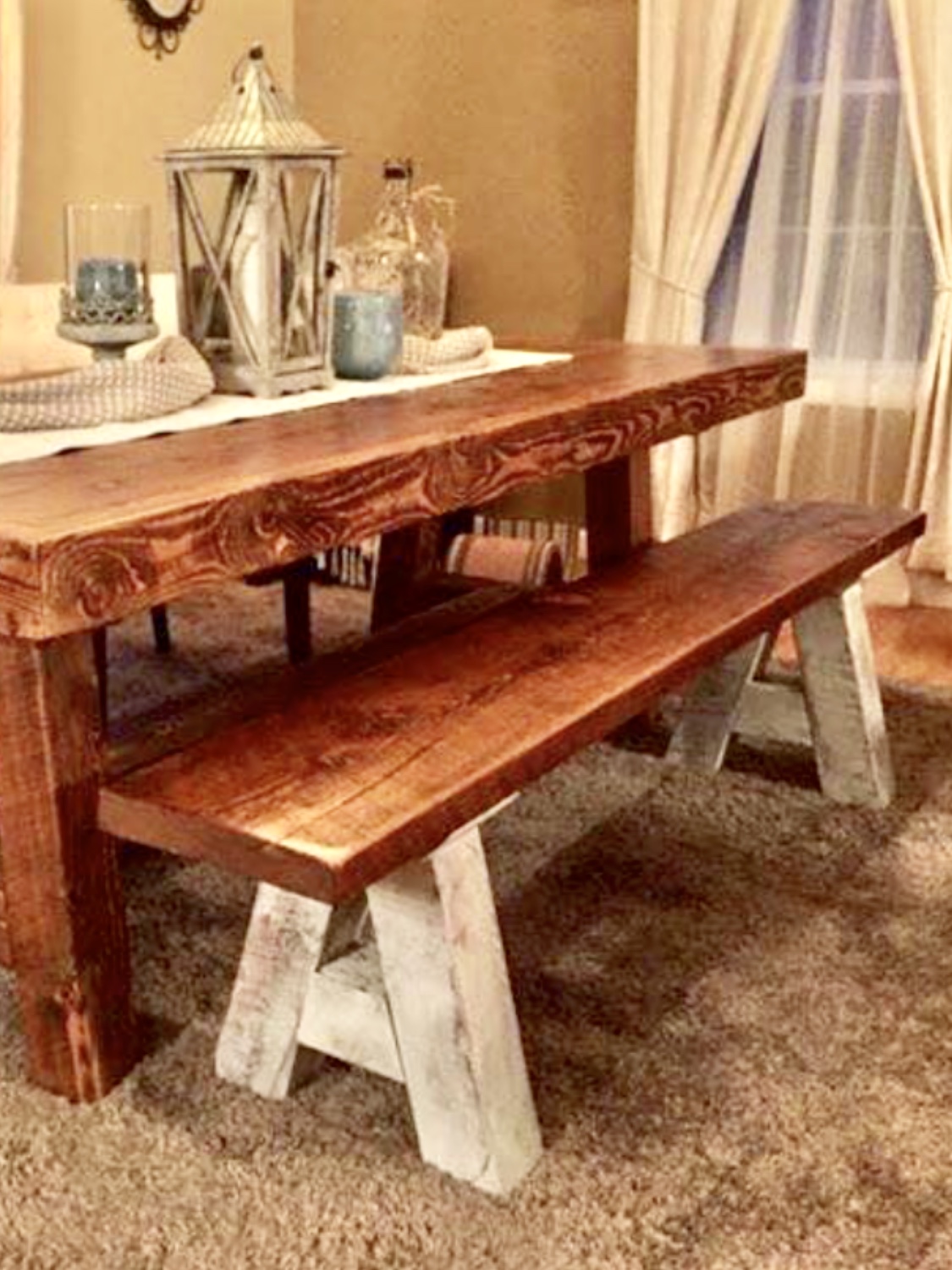 7′ Farm Style Bench A Frame Base Chic & Antique