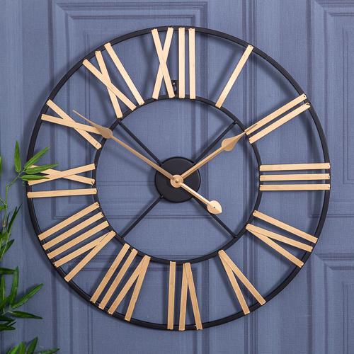 Large Black and Gold Skeleton Clock Chic Clocks