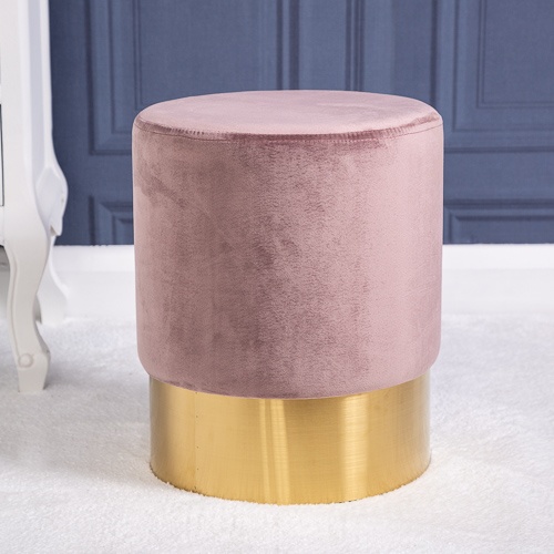 Blush Pink Round Velvet Stool Chic Interior